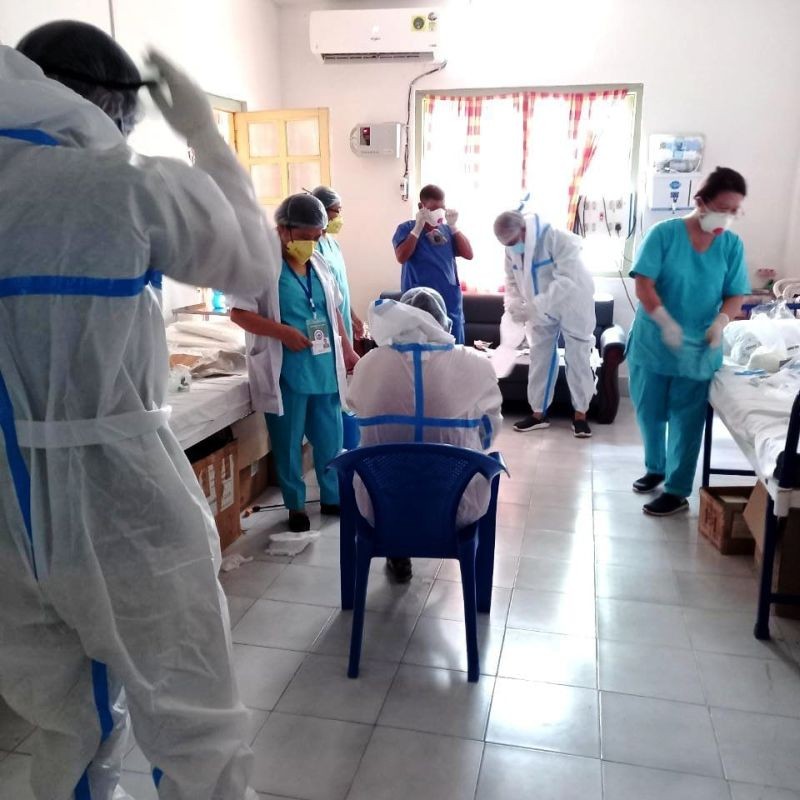 Doctors and nurses during the training for donning and doffing of Personal Protective Equipment (PPE) at District Hospital Dimapur. (Photo Courtesy: TNAI, Dimapur Unit)